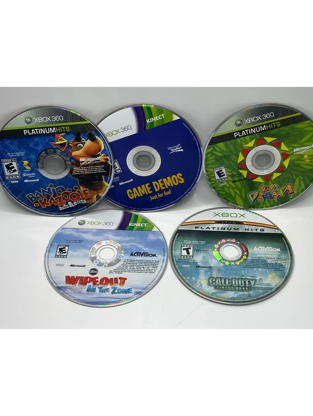 Xbox 360 Platinum Hits Game Disc Lot - Banjo Kazooie, Viva Piñata, Wipeout InThe